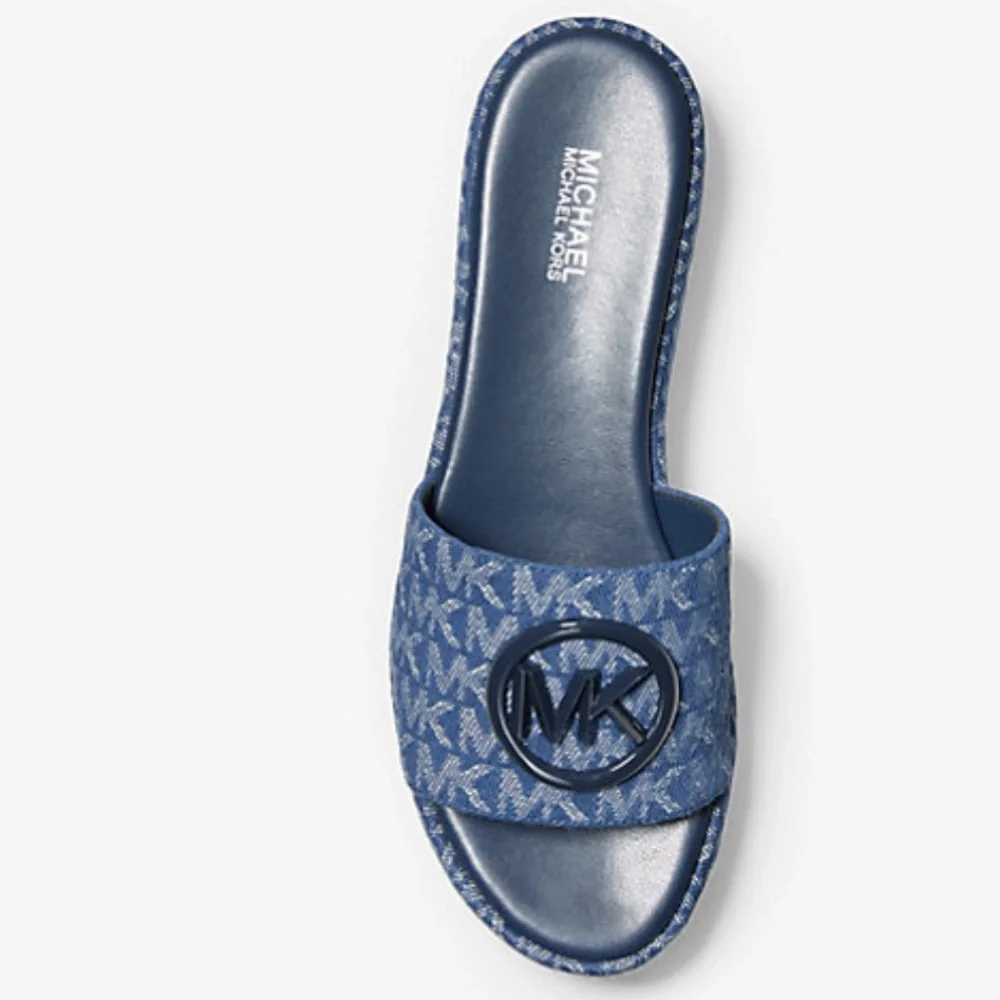 Michael Kors Sadler Wedge Denim Sandals - Picture 3 of 7